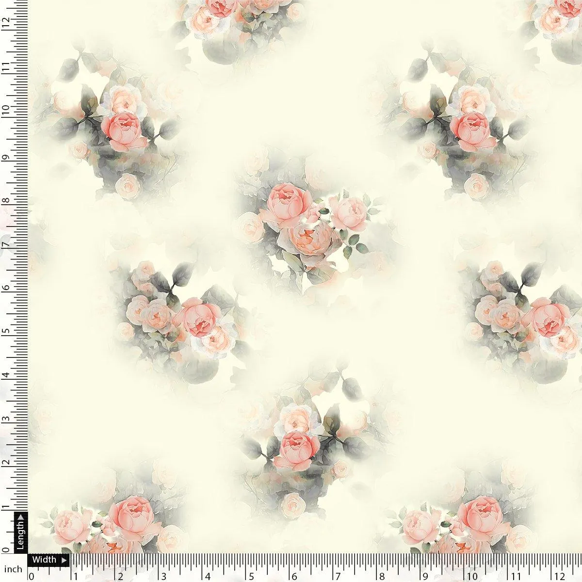 Beautiful Summer Peony Bunch Digital Printed Fabric - Weightless