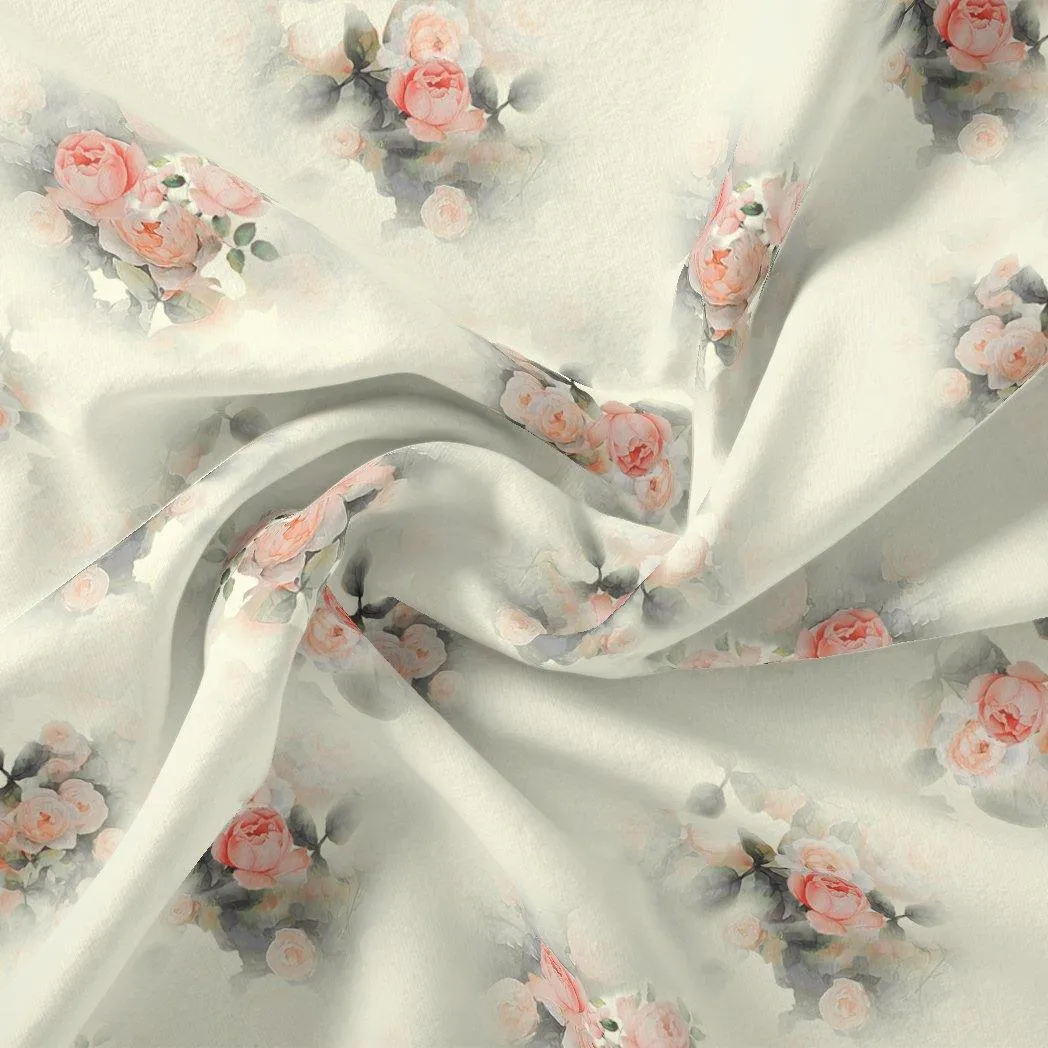 Beautiful Summer Peony Bunch Digital Printed Fabric - Weightless