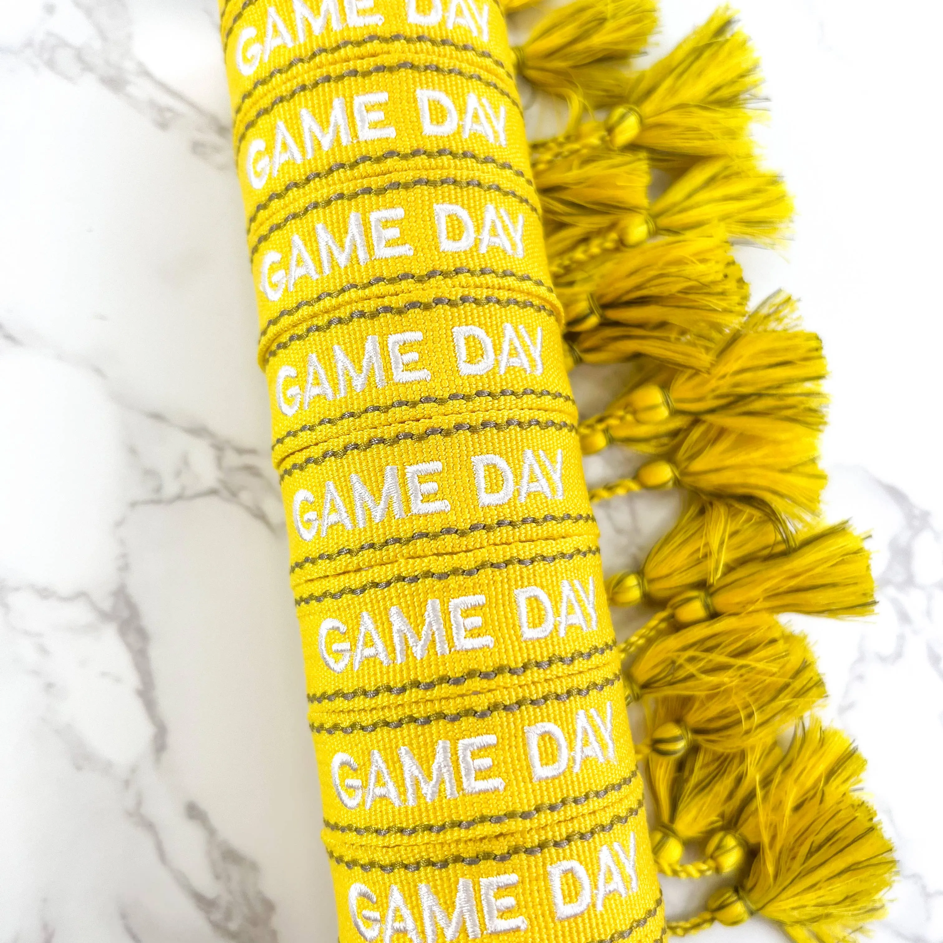 Yellow Game Day Embroidered Bracelet